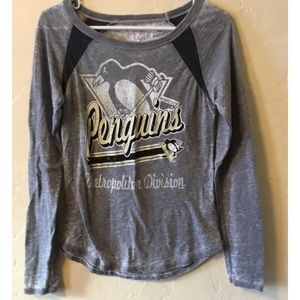 Womens Pittsburgh Penquins Ice Hockey Long Sleeve Top Shirt